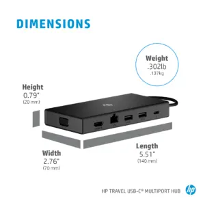 Alternative view of HP Travel USB-C Multi Port Hub 11 in 1 - 1C1Y5AA