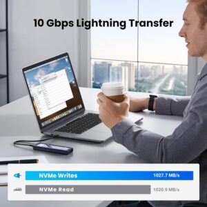 Alternative view of UGREEN M.2 SSD Enclosure | NVMe | USB 3.2 10Gbps NVMe Enclosure PCIe M.2 to USB Adapter Aluminum External Portable SSD Case Support UASP Trim for NVMe SSD M B+M Keys Size 2230/2242/2260/2280