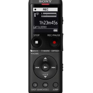 Sony ICD-UX570 Digital Voice Recorder, ICDUX570BLK, Ultra-Compact Stereo Recording, Noise Cancellation, USB Direct, Rechargeable Battery, Easy File Transfer, Expandable Memory option