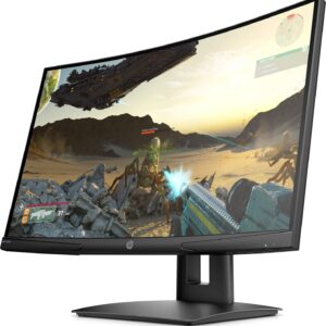 HP X24c 23.6 FHD Curved Gaming Monitor, 1920x1080, 169, 144Hz, Curvature 1500R, HeightTilt Adjustable, Black Color, Connectivity 1 HDMI 2.0, 1 DisplayPort 1.2, 1 3.5mm Audio Out - 9FM22AS
