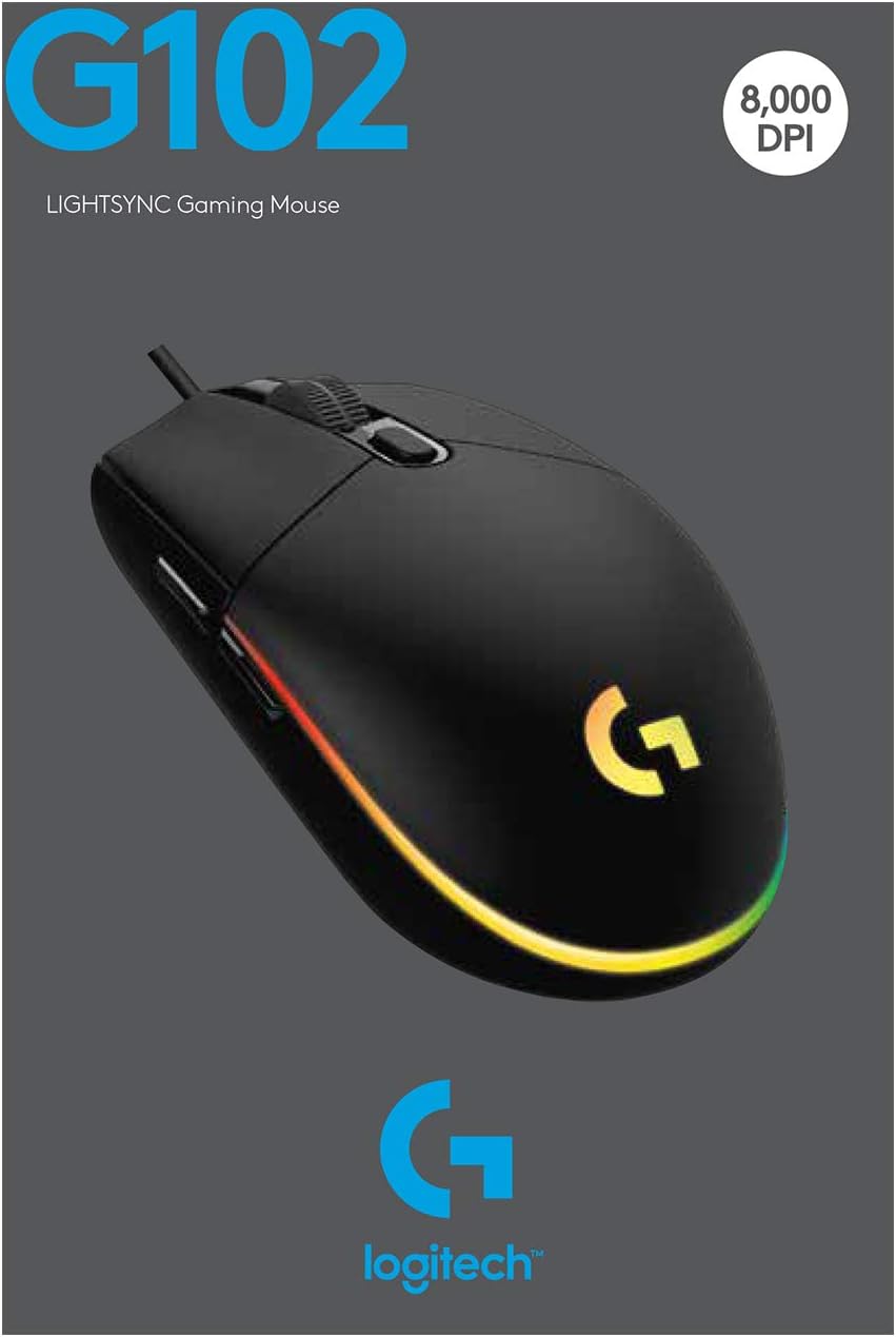 Logitech G102 Mouse | Light Sync Gaming Wired mouse with Customizable RGB Lighting,| 6 Programmable Buttons, Gaming Grade Sensor, 8 k dpi Tracking,16.8mn Color, Light Weight (Black) - Image 6
