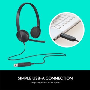 Alternative view of Logitech H340 Headset ,Wired Stereo Headphones with Noise-Cancelling Microphone, USB, PC||Mac||Laptop