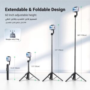 Alternative view of UGREEN Selfie Stick Tripod with Bluetooth Remote - LP586