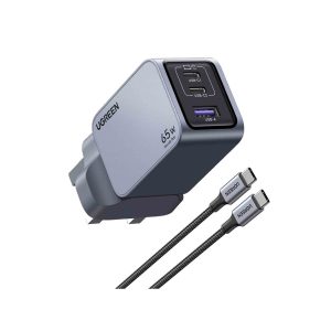 UGREEN Nexode Pro 65W 3-Port GaN Fast Charger UK Grey+1.5M 100W Cable - X755