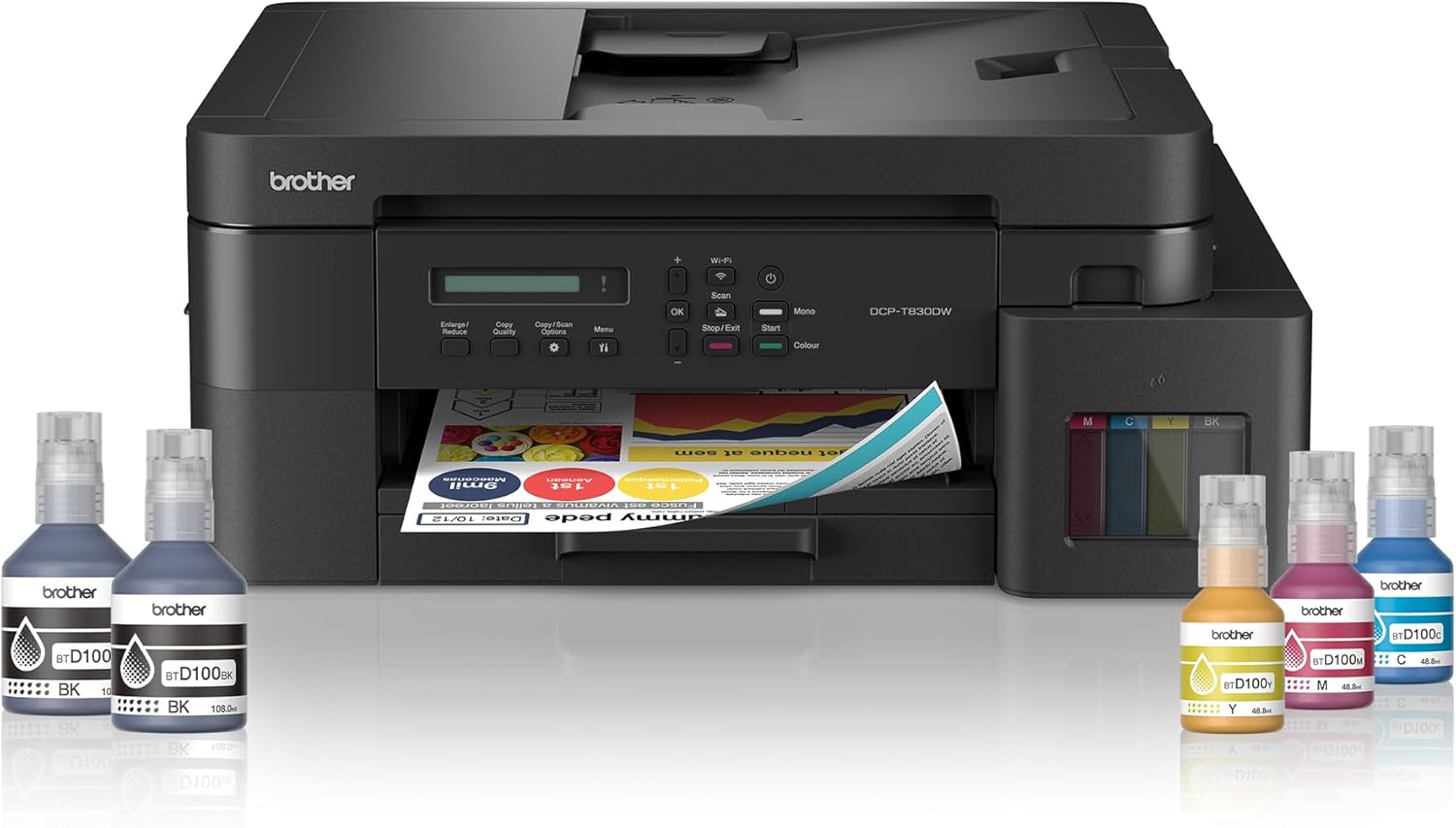 Brother Wireless All In One Ink Tank Printer, DCP-T830DW, Automatic Duplex Print & Scan, ADF, Email & Mobile Print, Network Connectivity, Compact Design