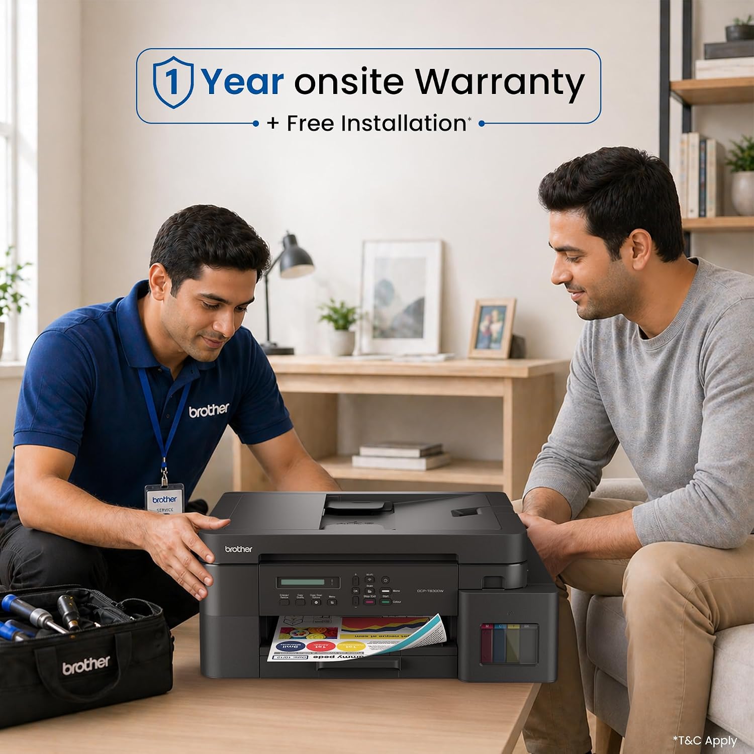 Brother Wireless All In One Ink Tank Printer, DCP-T830DW, Automatic Duplex Print & Scan, ADF, Email & Mobile Print, Network Connectivity, Compact Design - Image 3