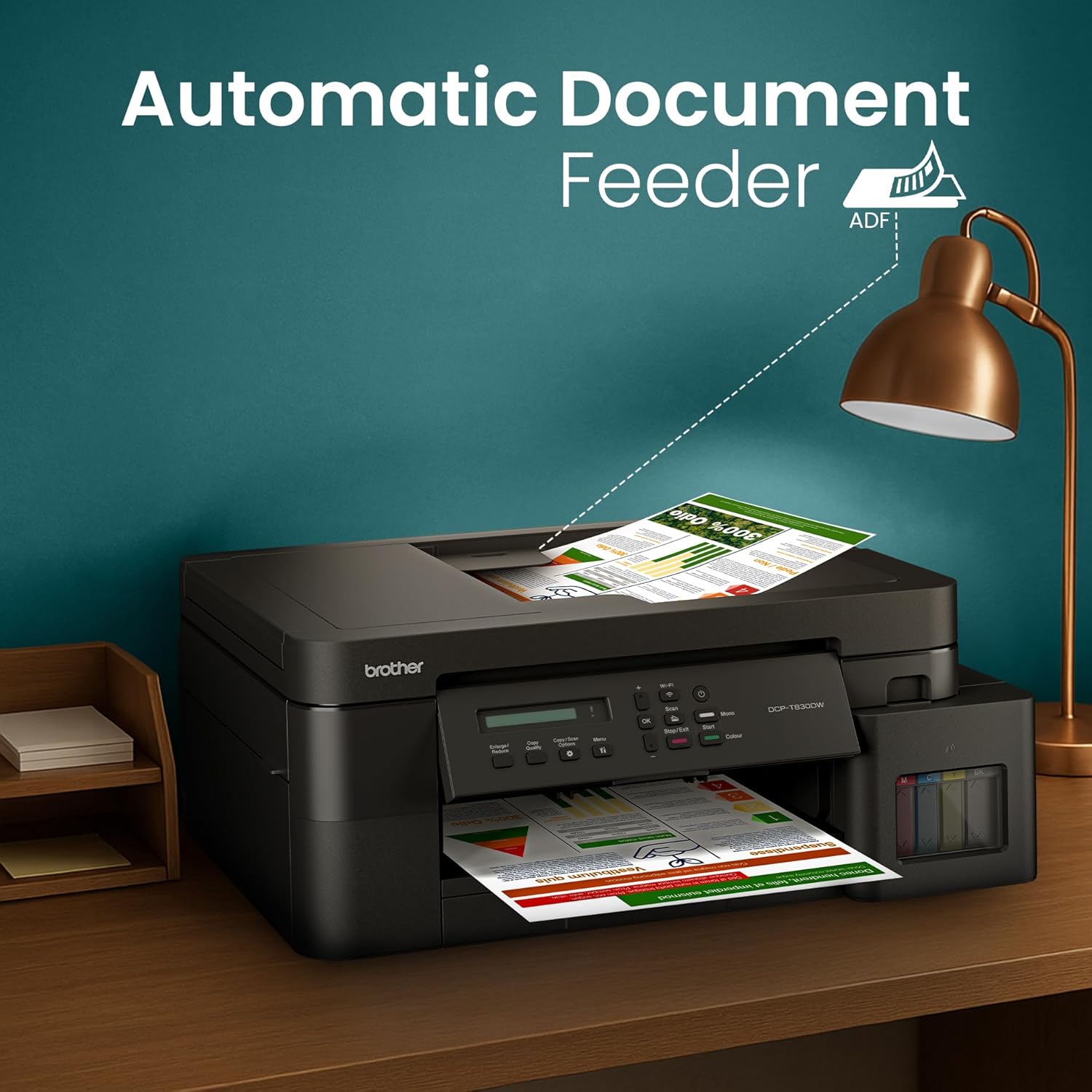 Brother Wireless All In One Ink Tank Printer, DCP-T830DW, Automatic Duplex Print & Scan, ADF, Email & Mobile Print, Network Connectivity, Compact Design - Image 5