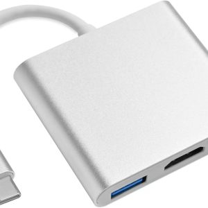Type C to HDTV 3 in1 Adapter, Type C to HDTV Multiport Adapter with 4K HDMI Output，3 in 1 to 4K HDMI,USB3.0 and USB C Charging Port, USB-C Digital AV Multiport Adapter for TV and Projector
