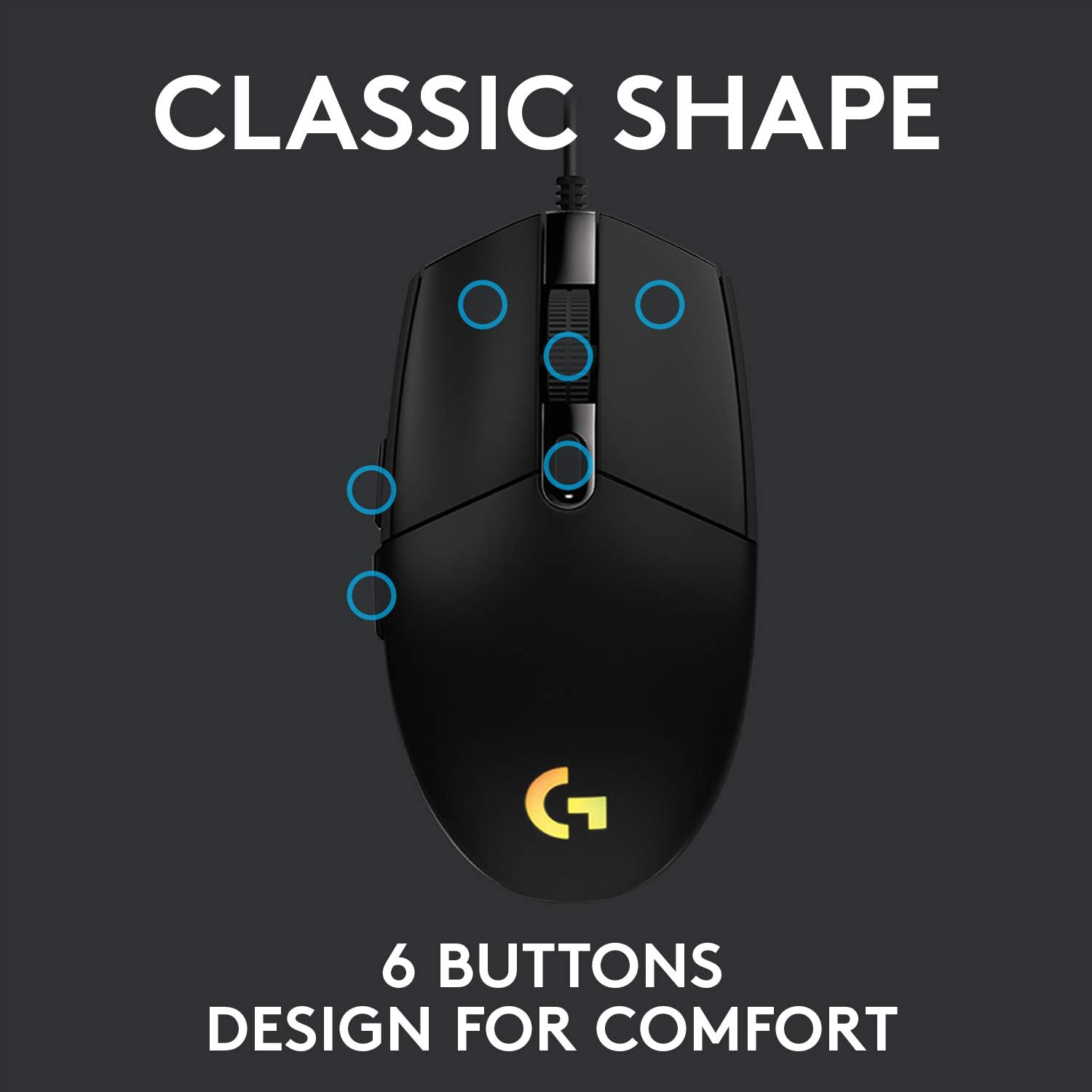 Logitech G G102 2nd Gen Light Sync Gaming Mouse, 8000 DPI, 6 Programmable Buttons, RGB, Black - Image 2