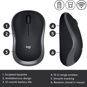Logitech M185 Wireless Mouse, 2.4GHz with USB Mini Receiver, 12-Month Battery Life, 1000 DPI Optical Tracking, Ambidextrous, Compatible with PC - Image 5