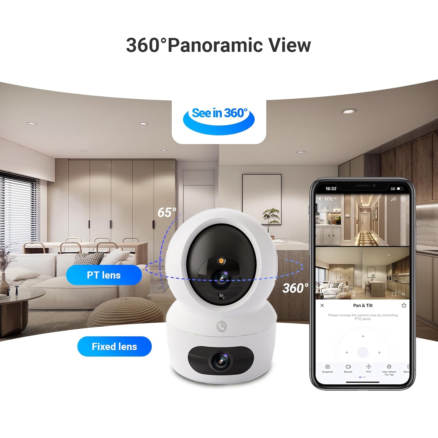 EZVIZ H7c Dual 2K⁺ & 2K⁺ Dual-Lens Pan & Tilt Wi-Fi Camera - Image 4