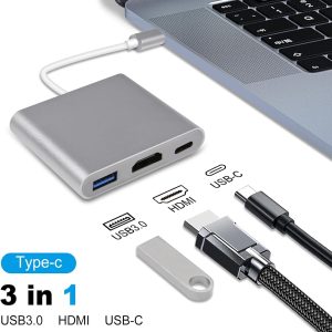 Type C to HDTV 3 in1 Adapter, Type C to HDTV Multiport Adapter with 4K HDMI Output，3 in 1 to 4K HDMI,USB3.0 and USB C Charging Port, USB-C Digital AV Multiport Adapter for TV and Projector - Image 6