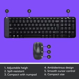 Logitech Mk220 Wireless Keyboard And Mouse Combo-Black - Image 3