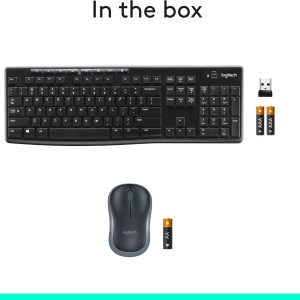 Logitech MK270 Full Size Wireless Keyboard and Mouse Combo - Black Full size keyboard with spill-resistant design, compact ambidextrous mouse, connect via single included USB-A Nano Receiver - Image 6
