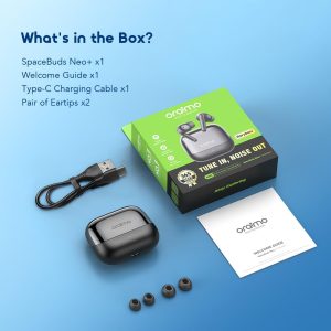 Oraimo SpaceBuds Neo+ Wireless Earbuds | Bluetooth 5.4 with Active Noise Cancelling | IPX4, USB-C, Stylish Metal Design (Black) - Image 4