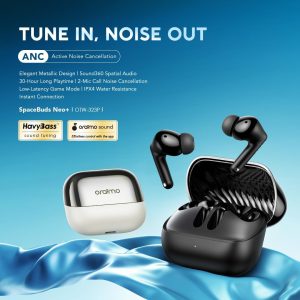 Oraimo SpaceBuds Neo+ Wireless Earbuds | Bluetooth 5.4 with Active Noise Cancelling | IPX4, USB-C, Stylish Metal Design (Black) - Image 7