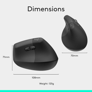Alternative view of Logitech Lift Vertical Ergonomic Wireless and Bluetooth Mouse