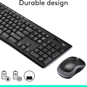 Logitech MK270 Full Size Wireless Keyboard and Mouse Combo - Black Full size keyboard with spill-resistant design, compact ambidextrous mouse, connect via single included USB-A Nano Receiver - Image 9