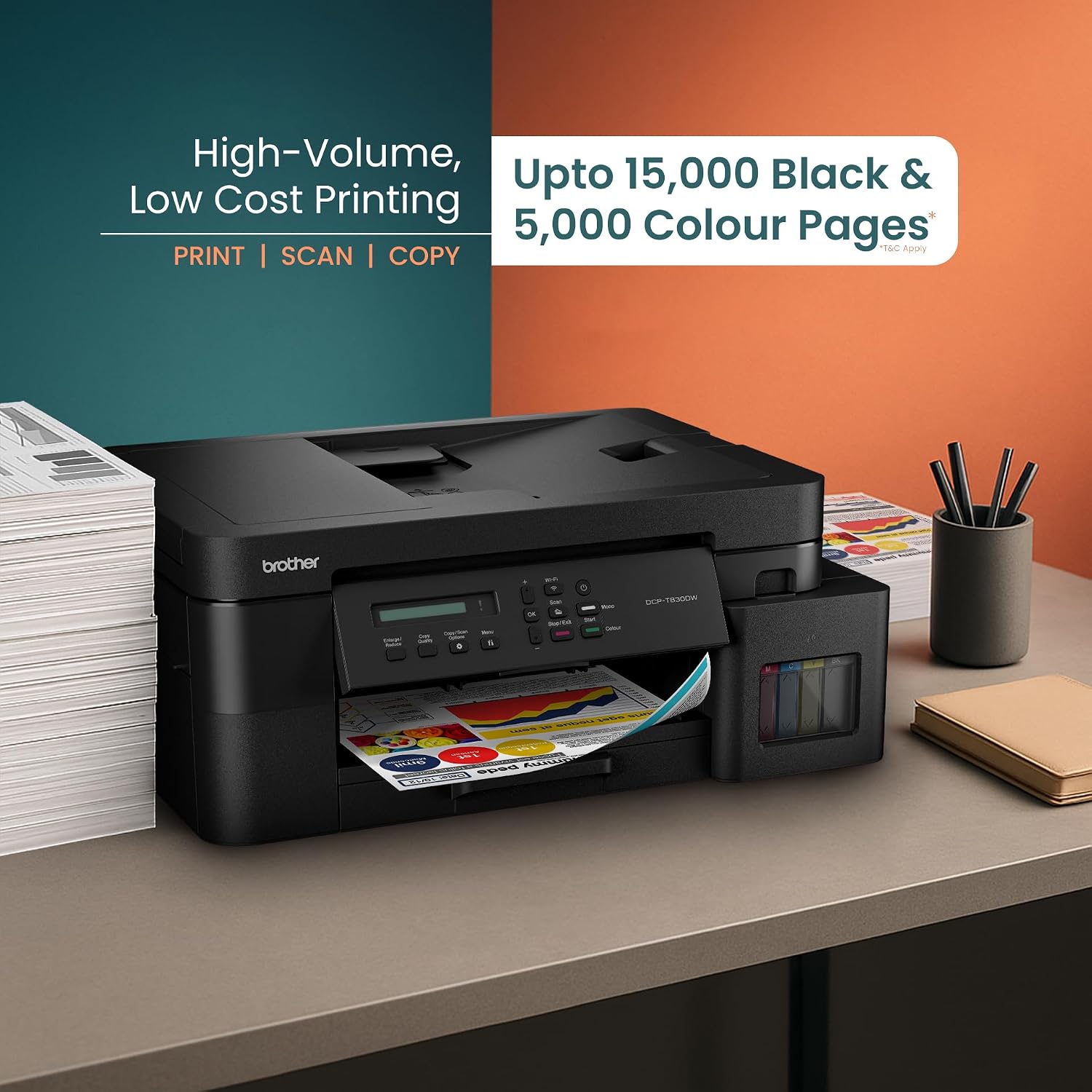 Brother Printer DCP-T830DW | Colour Ink Tank Wi-Fi Duplex Multifunction Printer - Image 9