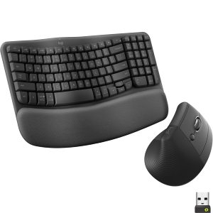 Logitech Wave Keys & Lift Vertical Mouse Ergonomic Wireless Combo