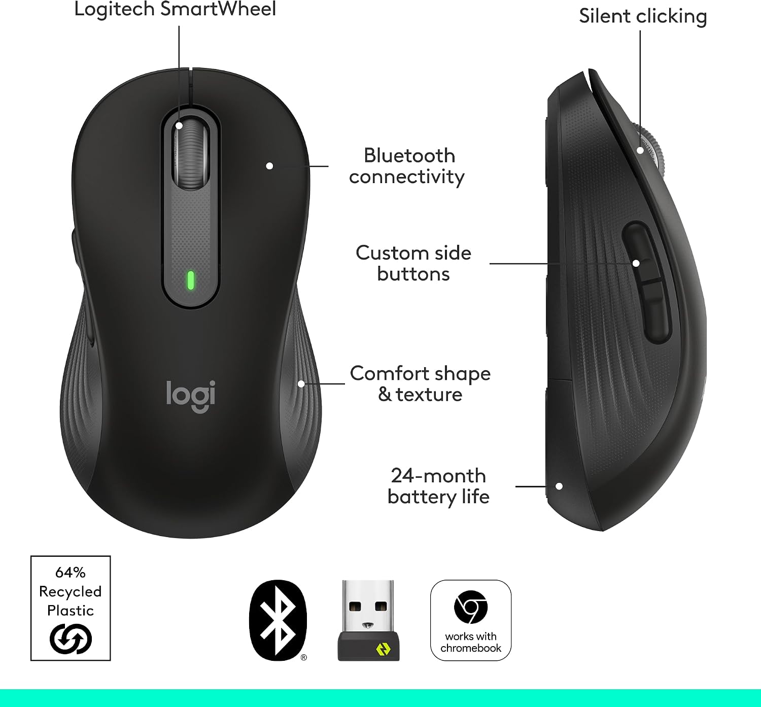 Logitech Signature M650 Wireless Mouse Small to Medium Sized Hand - Image 5