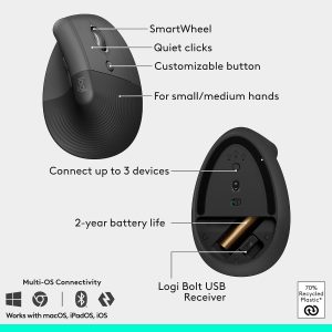 Logitech Wave Keys & Lift Vertical Mouse Ergonomic Wireless Combo - Image 5