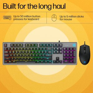 HP KM300F Wired USB Gaming Keyboard and Mouse Set, Membrane Backlit, 26 Keys Anti-Ghosting, 3 LED Indicators & 3D 6K USB Mouse with 6400DPI,Six-Speed Cyclic Resolution Switching, Black - Image 4