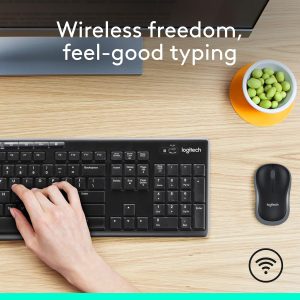 Logitech MK270 Full Size Wireless Keyboard and Mouse Combo - Black Full size keyboard with spill-resistant design, compact ambidextrous mouse, connect via single included USB-A Nano Receiver - Image 11