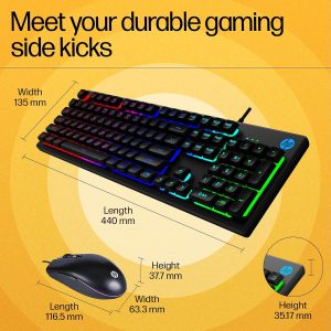 HP KM300F Wired USB Gaming Keyboard and Mouse Set, Membrane Backlit, 26 Keys Anti-Ghosting, 3 LED Indicators & 3D 6K USB Mouse with 6400DPI,Six-Speed Cyclic Resolution Switching, Black - Image 9