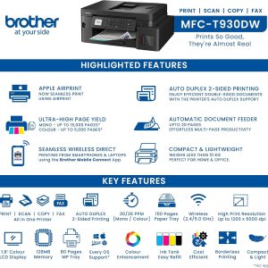 Brother Printer DCP-T930DW | Colour Ink Tank Wi-Fi Duplex Multifunction Printer - Image 3