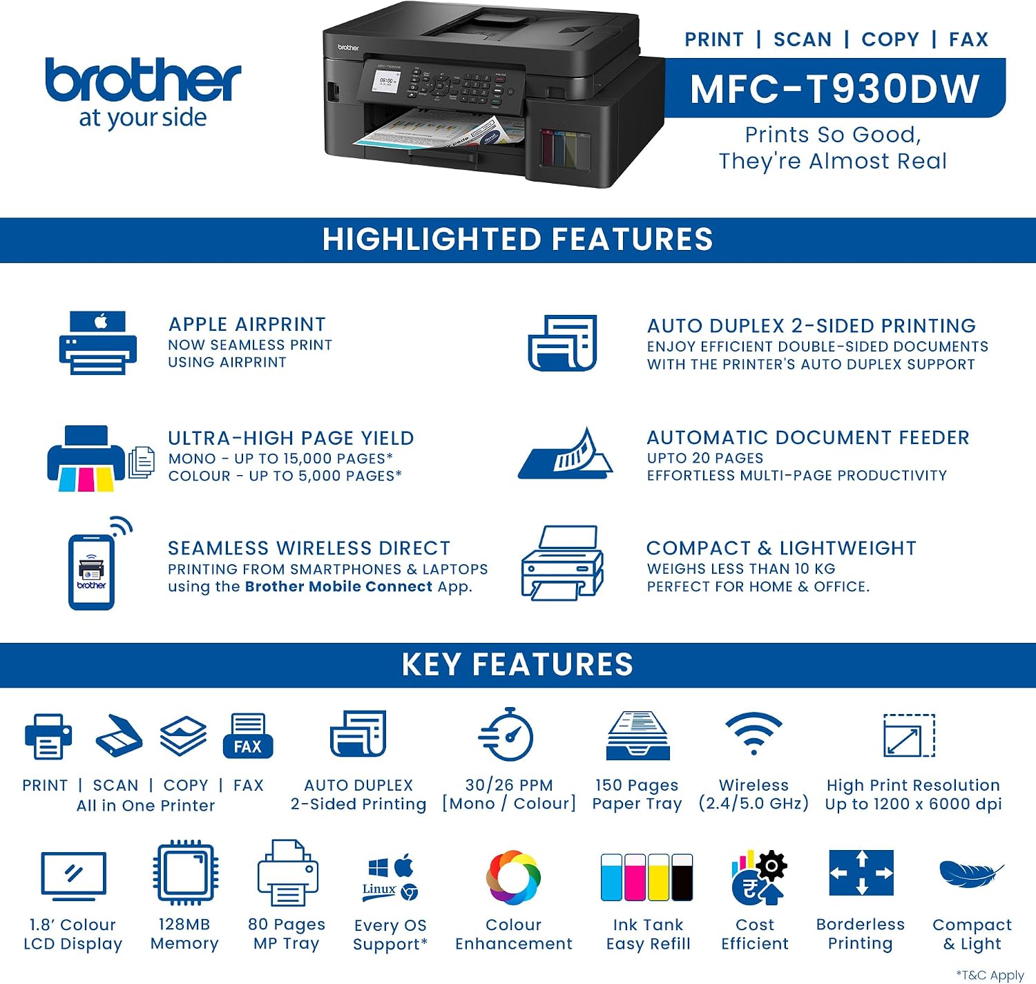 Brother Printer DCP-T930DW | Colour Ink Tank Wi-Fi Duplex Multifunction Printer - Image 3