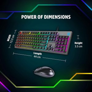 HP KM300F Wired USB Gaming Keyboard and Mouse Set, Membrane Backlit, 26 Keys Anti-Ghosting, 3 LED Indicators & 3D 6K USB Mouse with 6400DPI,Six-Speed Cyclic Resolution Switching, Black - Image 8