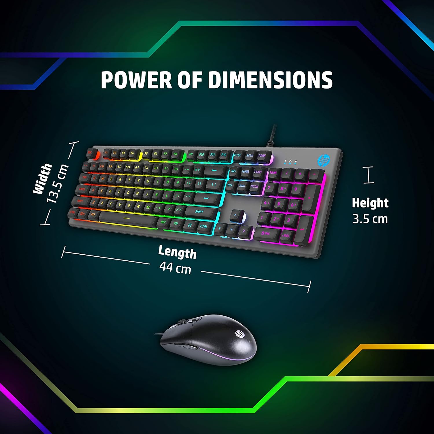HP KM300F Wired USB Gaming Keyboard and Mouse Set, Membrane Backlit, 26 Keys Anti-Ghosting, 3 LED Indicators & 3D 6K USB Mouse with 6400DPI,Six-Speed Cyclic Resolution Switching, Black - Image 8