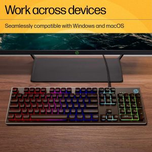 HP KM300F Wired USB Gaming Keyboard and Mouse Set, Membrane Backlit, 26 Keys Anti-Ghosting, 3 LED Indicators & 3D 6K USB Mouse with 6400DPI,Six-Speed Cyclic Resolution Switching, Black - Image 3