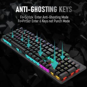 Mechanical Gaming Keyboard GK100F – RGB Backlit Wired Keyboard – Fast Response Keys with Stylish Modern Design for Gaming - Image 3