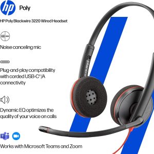 Poly Blackwire 3220 Stereo USB-C Headset +USB-C/A Adapter - Image 8