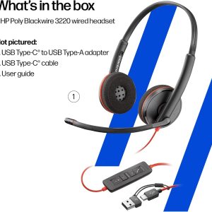 Poly Blackwire 3220 Stereo USB-C Headset +USB-C/A Adapter - Image 3
