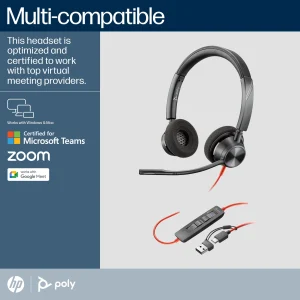 Poly Blackwire 3320 Wired Stereo Microsoft Teams Certified USB-C Headset With Noise cancellingMics +USB-C/A Adapter - 8X220AA - Image 2
